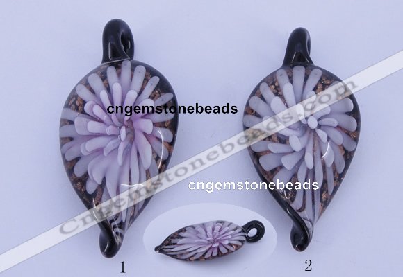 LP94 11*27*54mm leaf inner flower lampwork glass pendants