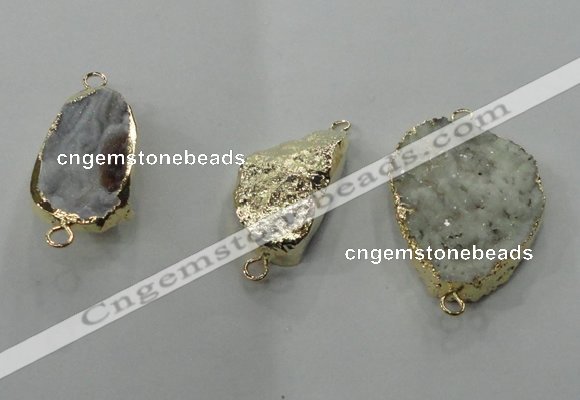 NGC101 20*30mm - 30*45mm freeform druzy agate connectors wholesale