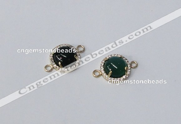 NGC1014 10mm flat round agate gemstone connectors wholesale