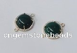 NGC1017 15mm flat round agate gemstone connectors wholesale