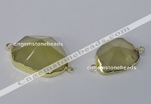 NGC1056 18*25mm – 30*35mm freeform lemon quartz connectors wholesale