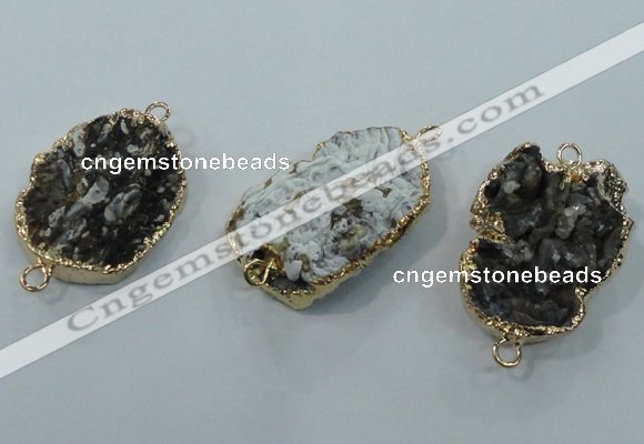 NGC106 25*35mm - 30*40mm freeform druzy agate connectors wholesale