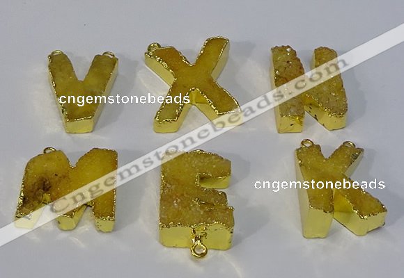 NGC1066 20*25mm - 25*30mm letter druzy agate connectors wholesale