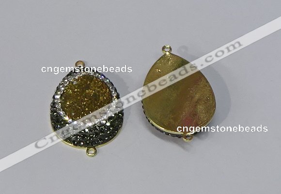 NGC1072 25*35mm teardrop druzy agate connectors wholesale