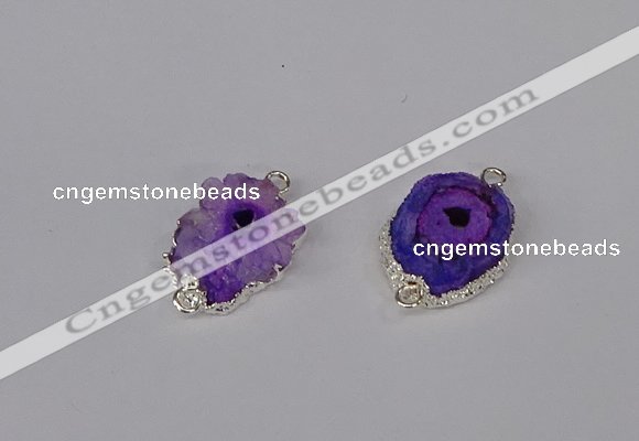 NGC1077 15*20mm - 30*35mm freeform druzy agate connectors wholesale