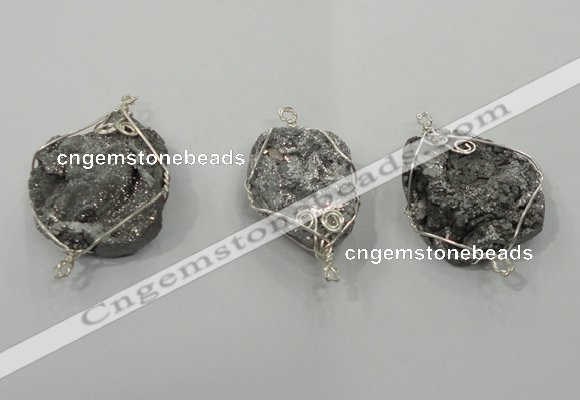 NGC108 25*30mm - 35*40mm freeform druzy agate connectors wholesale