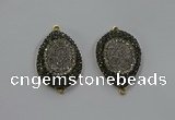 NGC1101 25*35mm teardrop druzy agate connectors wholesale