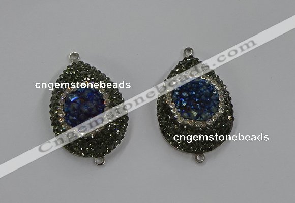 NGC1103 25*35mm teardrop druzy agate connectors wholesale