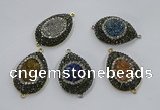 NGC1105 25*35mm teardrop druzy agate connectors wholesale