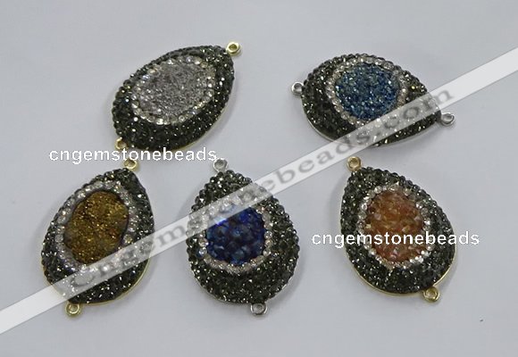 NGC1105 25*35mm teardrop druzy agate connectors wholesale