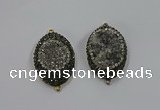 NGC1108 25*35mm oval druzy agate connectors wholesale