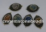 NGC1111 25*35mm oval druzy agate connectors wholesale