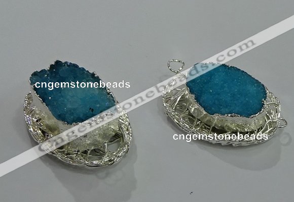 NGC1118 22*30mm - 25*35mm freeform druzy agate connectors wholesale