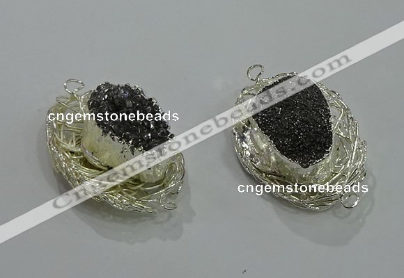 NGC1120 22*30mm - 25*35mm freeform druzy agate connectors wholesale