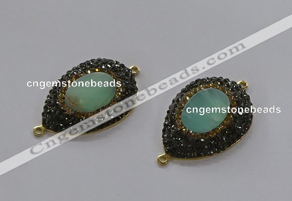 NGC1131 25*35mm teardrop Australia chrysoprase connectors wholesale