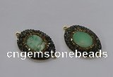 NGC1132 25*35mm oval Australia chrysoprase connectors wholesale