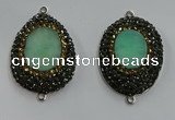 NGC1136 25*35mm freeform Australia chrysoprase connectors wholesale