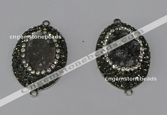 NGC1140 25*35mm oval druzy agate connectors wholesale