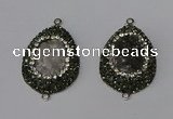 NGC1141 25*35mm teardrop druzy agate connectors wholesale