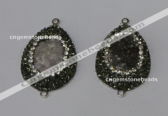 NGC1141 25*35mm teardrop druzy agate connectors wholesale