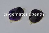 NGC1154 20*30mm - 30*35mm freeform amethyst gemstone connectors