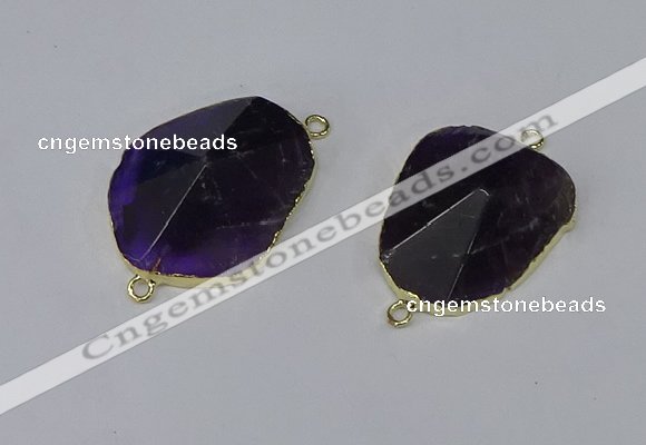 NGC1154 20*30mm - 30*35mm freeform amethyst gemstone connectors