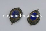 NGC1161 25*35mm teardrop lapis lazuli gemstone connectors wholesale