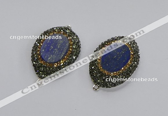 NGC1162 25*35mm freeform lapis lazuli gemstone connectors wholesale