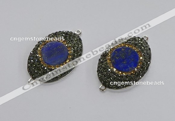 NGC1164 25*35mm oval lapis lazuli gemstone connectors wholesale