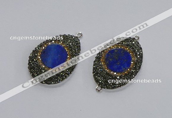 NGC1166 25*35mm freeform lapis lazuli gemstone connectors wholesale