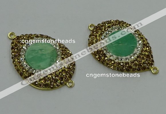 NGC1172 25*35mm teardrop Australia chrysoprase connectors wholesale