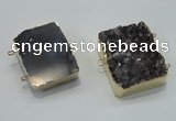 NGC120 30*40mm - 35*45mm rectangle druzy amethyst connectors