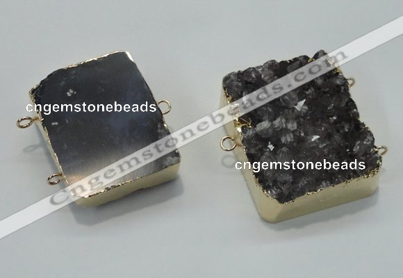 NGC120 30*40mm - 35*45mm rectangle druzy amethyst connectors