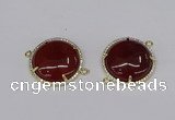 NGC1215 30mm flat round agate gemstone connectors wholesale