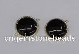 NGC1219 30mm flat round agate gemstone connectors wholesale