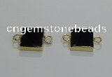 NGC1231 14*14mm square black agate gemstone connectors wholesale