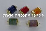 NGC1268 15*20mm faceted tube agate gemstone connectors wholesale