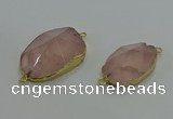 NGC1276 18*25mm - 30*35mm freeform rose quartz connectors