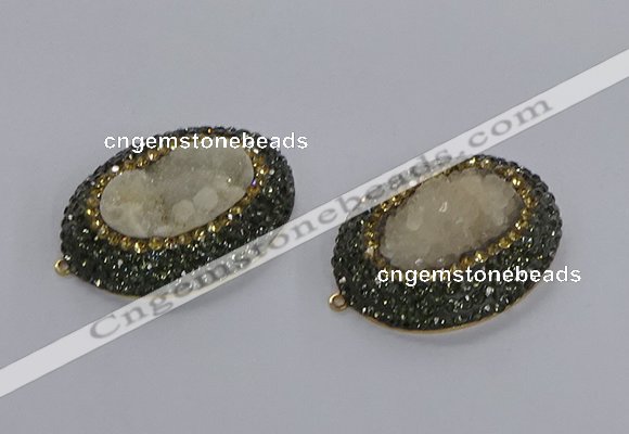 NGC1278 35*45mm oval druzy agate connectors wholesale