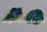 NGC1305 25*35mm - 35*45mm freeform druzy agate connectors