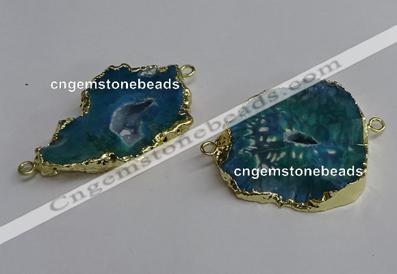 NGC1305 25*35mm - 35*45mm freeform druzy agate connectors