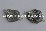 NGC1319 25*30mm - 30*35mm freeform plated druzy agate connectors