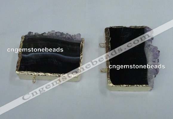 NGC132 30*40mm - 35*45mm freeform druzy amethyst connectors