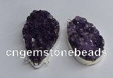 NGC1321 35*50mm - 40*60mm freeform druzy amethyst connectors