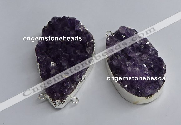 NGC1321 35*50mm - 40*60mm freeform druzy amethyst connectors