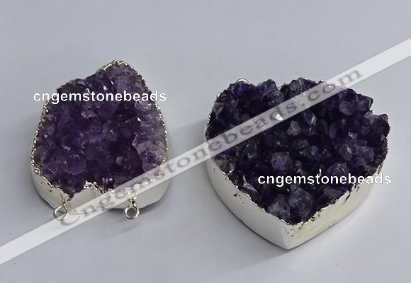 NGC1322 45*50mm - 50*60mm heart druzy amethyst connectors