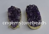 NGC1323 35*50mm - 40*60mm freeform druzy amethyst connectors