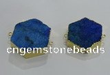 NGC1331 30*30mm - 35*35mm hexagon druzy agate connectors