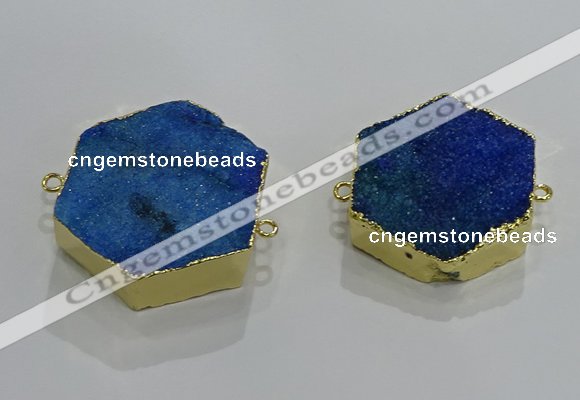 NGC1331 30*30mm - 35*35mm hexagon druzy agate connectors