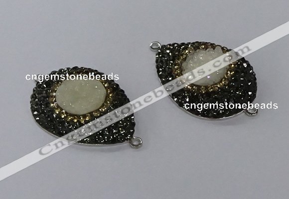 NGC1335 25*35mm teardrop druzy agate gemstone connectors